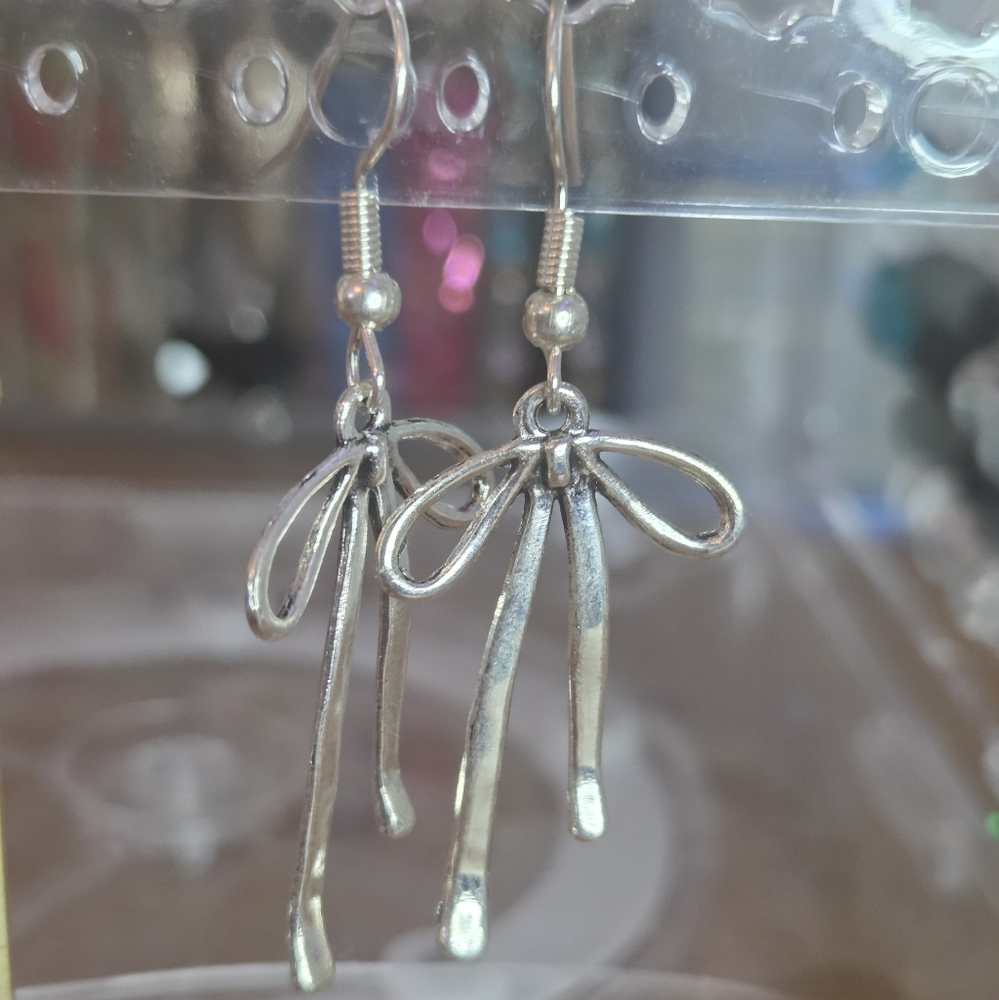 Elegant Silver Bow Earrings